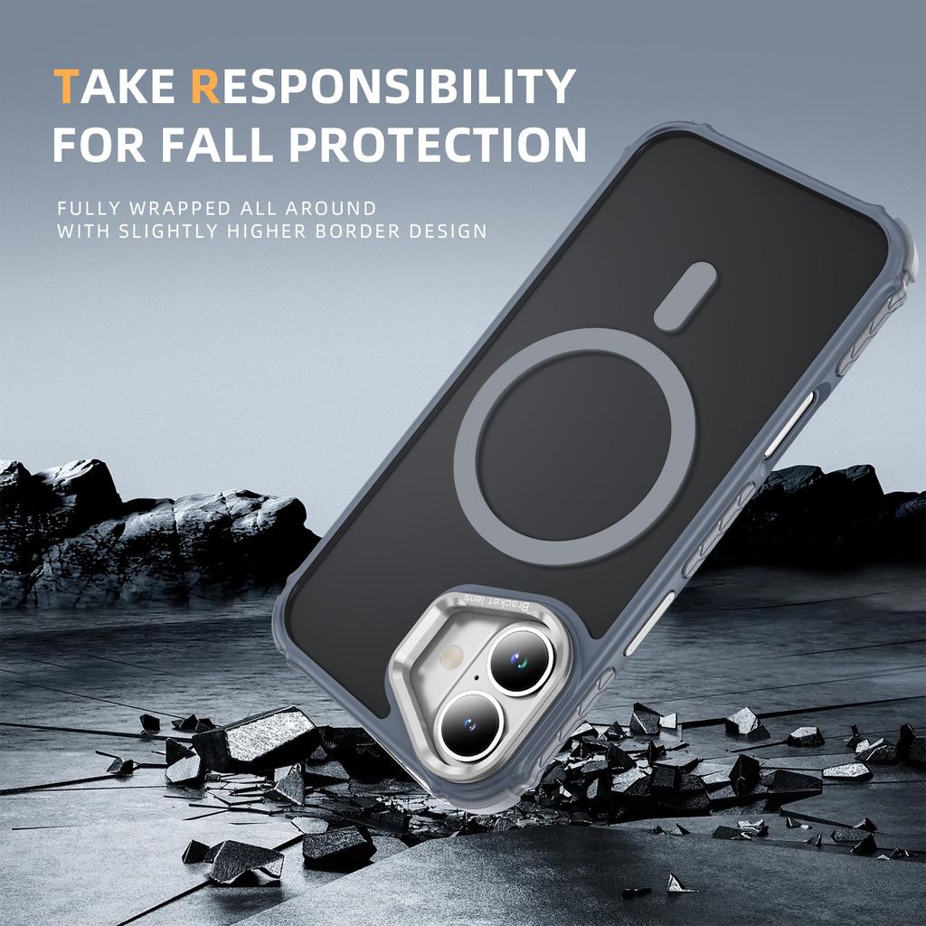 For iPhone 17 Case with Lens Kickstand Matte Phone Back Cover Compatible with MagSafe