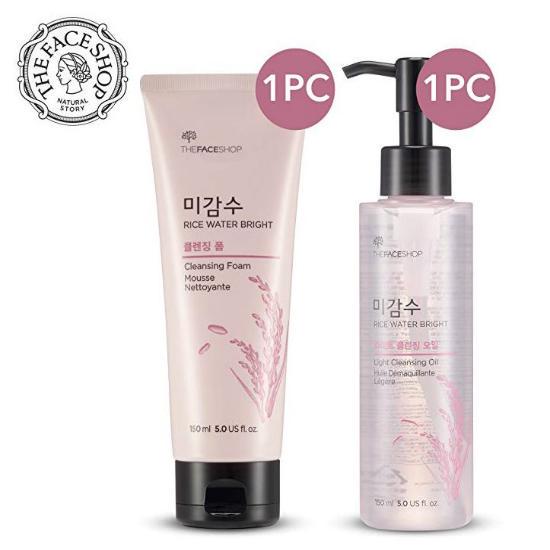 Face Shop -Rice Bright Cleansing Foam  Face Care Products: Washing Foam 150ml and Hydrophilic Oil 150ml