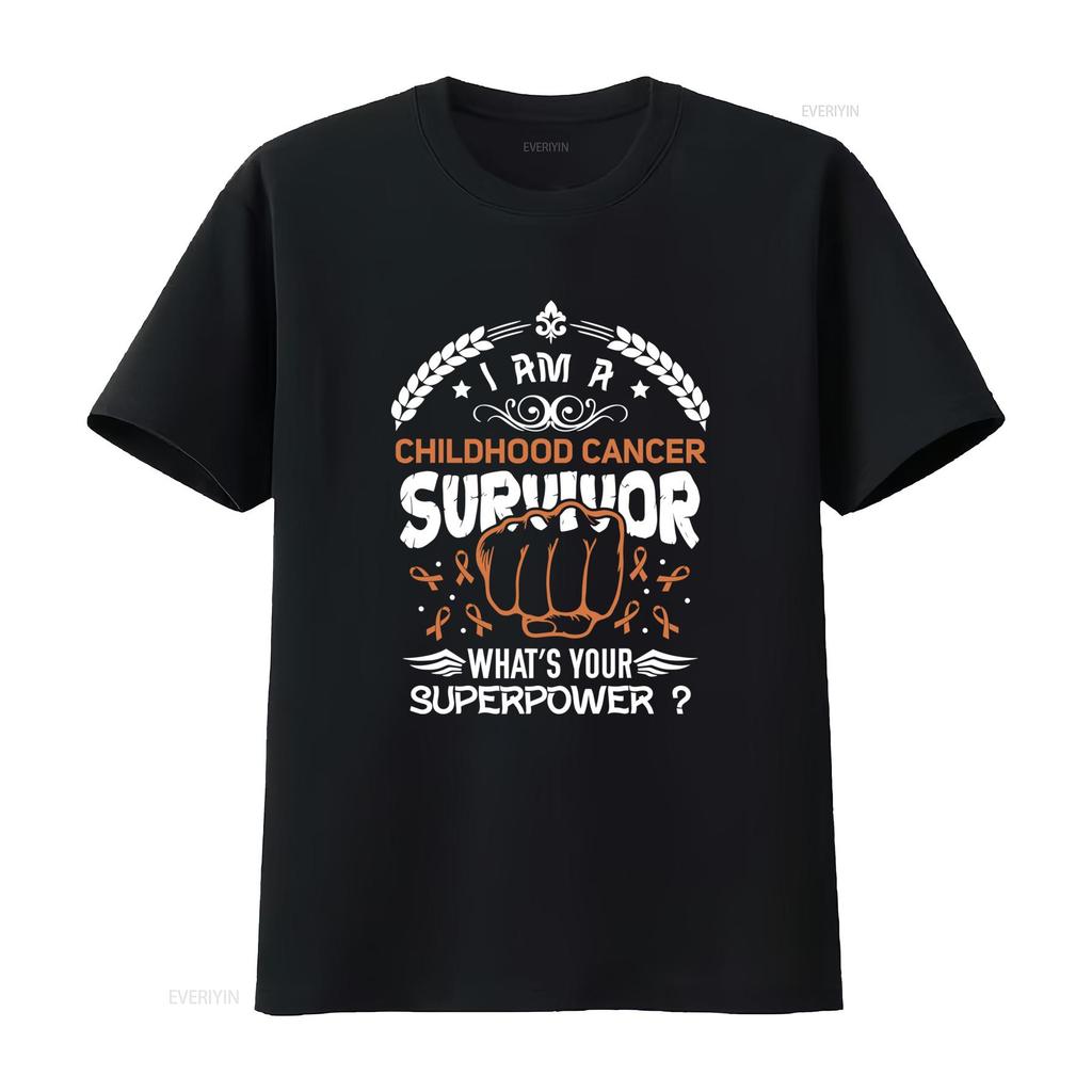 Childhood Cancer Survivor T Shirt Comfortable Made In USA S 5XL Whats Your Superpower Vintage Washed Streetwear Stretched