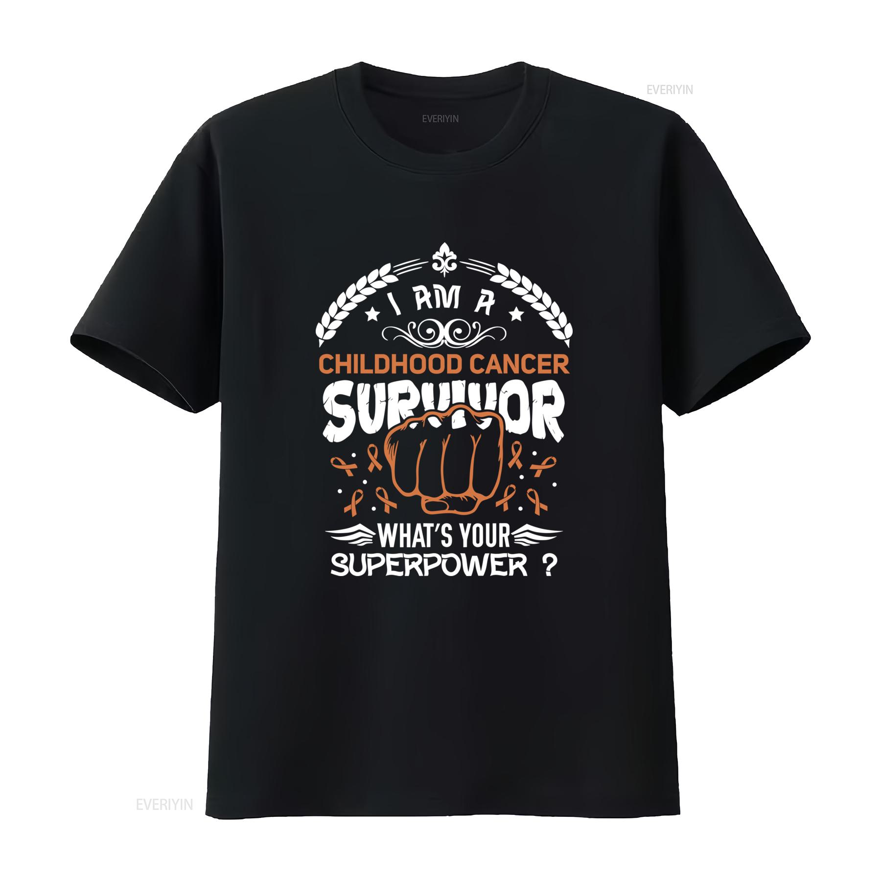 

Childhood Cancer Survivor T Shirt Comfortable Made in USA S 5XL Whats Your Superpower vintage Washed streetwear Stretched 4XL
