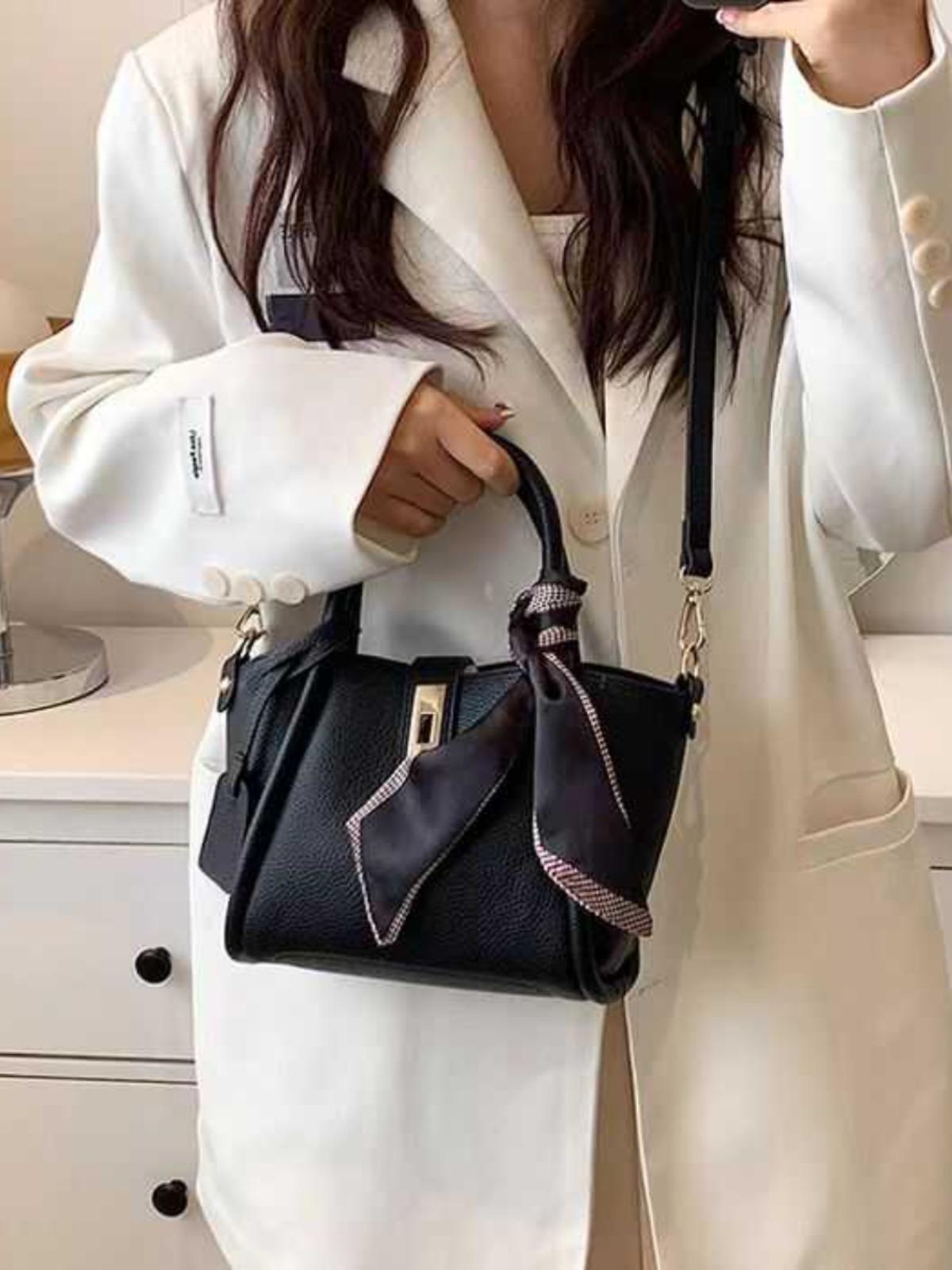 

2024 весна новый узор личи премиум-тоут женская сумка для отдыха пригородных поездок портативная корзина для овощей сумка через плечо чёрный