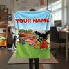 1PC Custom Name Bing Bunny Patterned Flannel Blanket Suitable For All Seasons for Home Decor Warmth and Comfort Gifts Holiday Present