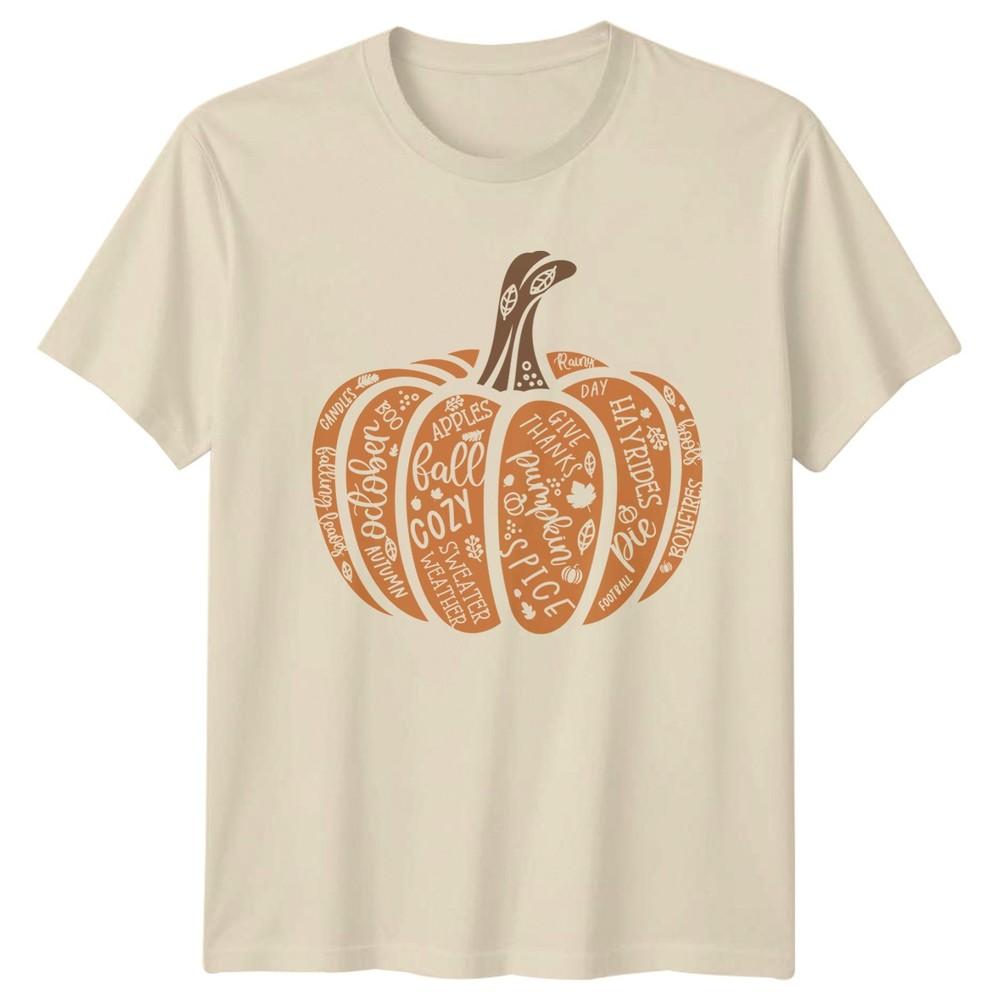 Fall Pumpkin Word Art October Autumn Holidays Unisexs TShirt Unisexs Tee