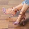 Fashion Caged high heel sandals for women design elegant ankle strap shoes narrow strap sexy work sandals