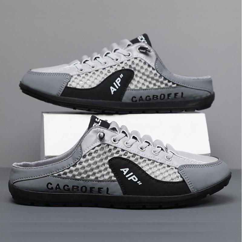 

Мужские полутапочки из дышащей сетки больших размеров - с закрытым носком, слипоны для лета 42