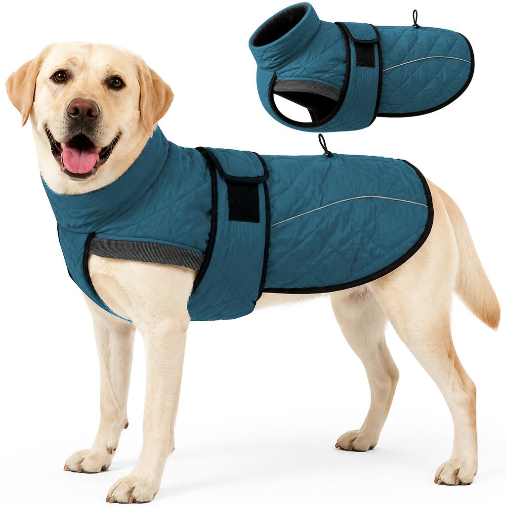 Warm Winter Dog Coat Quilted Dog Jacket Reflective Pet Clothes Windproof Outdoor Vest Adjustable for Small Medium Large Dogs