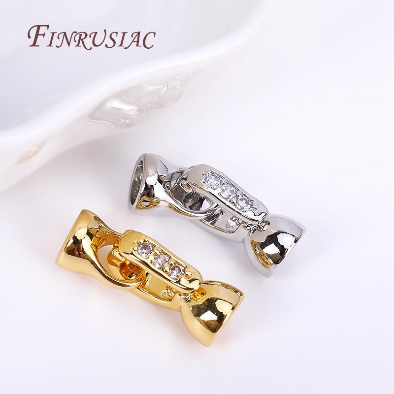 DIY Pearls Jewelry Fittings 18K Gold Plated Inlaid Zircon Lock Clasps Closure Fasteners For Beading Jewelry Making