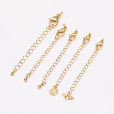 10 szt. Nieblaknące 24K Próżniowo Złocone Przedłużenie Łańcuszka Ogonowego z Zapięciem Lobster DIY Bransoletka Naszyjnik Zakończenie Zapięcie Łańcuszek Ogonowy Kropelka Wody