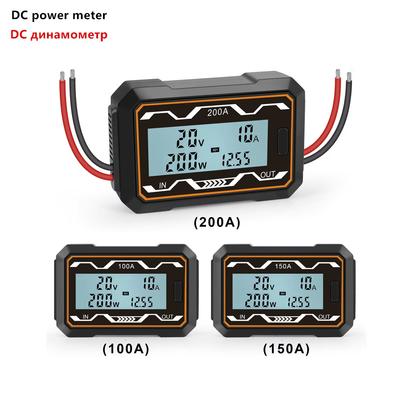 LCD-Display DC-Strommessgerät Elektrischer Analysator Voltmeter Amperemeter Wattmeter Energietester Strom 100/150/200A Optional