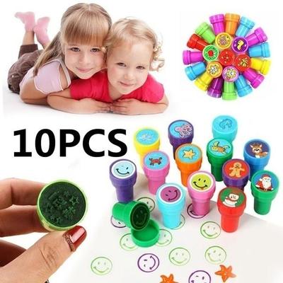 10PCS Self-ink Rubber Stamps Event Supplies Birthday Christmas Gift Toys Boy Girl Gift