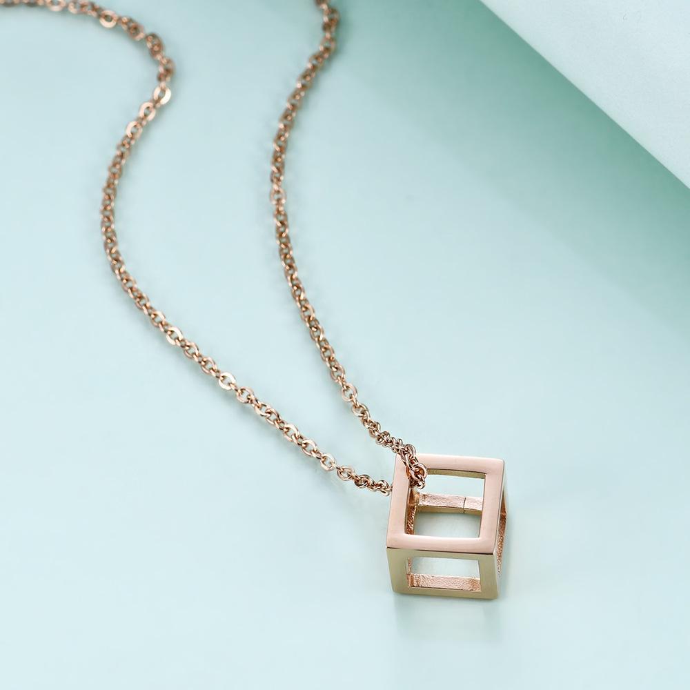 European and American New Product 13MM Fashionable Three-dimensional Hollow Square Rubik's Cube Necklace
