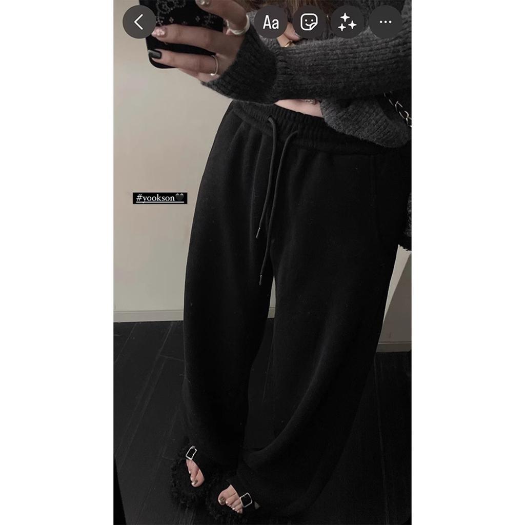 Women's High Waist Drawstring Sweatpants Solid Color Straight Leg Trousers Loose Casual Daily Bottoms