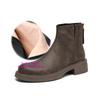 Krazing Pot Cow Skin Round Toe Thick Heels Motorcycle Boots Size 42 Back Zip Women Keep Warm Ankle Boots