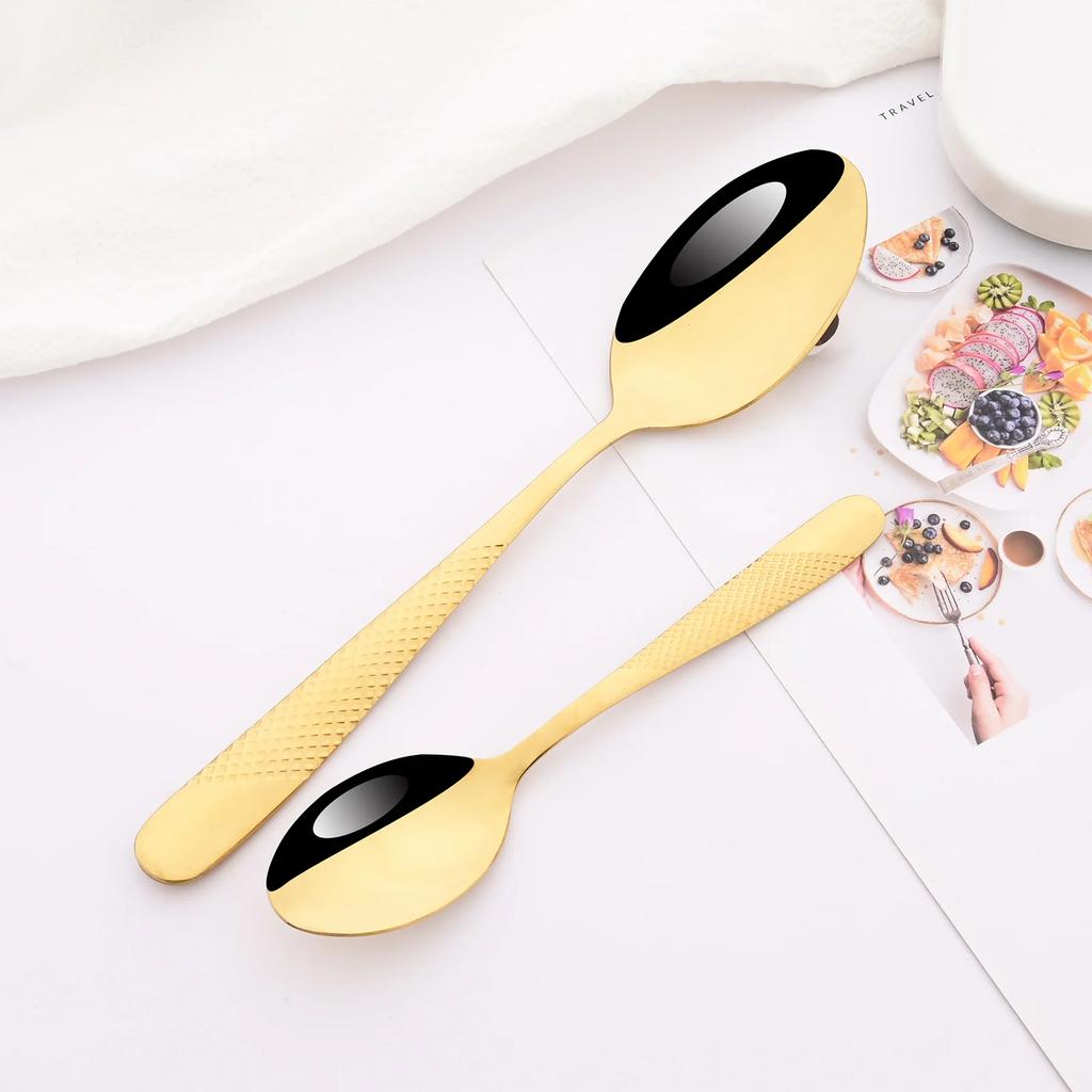 20Pcs Stainless Steel Flatware Cutlery Set Dinner Gold Dinnerware Set Steak Knife Fruit Fork Spoon Kitchen Tableware Set