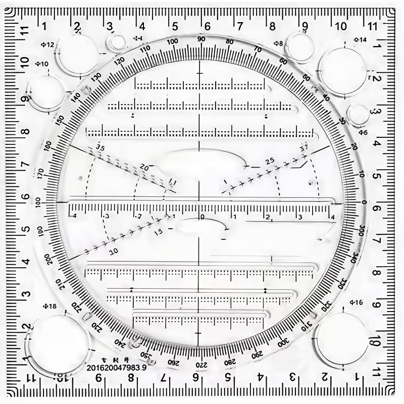 2pcs Multifunctional Rotating Rulers,Quick Drawing of Circles, Geometric Shapes, Compass Function Templates,Ellipses