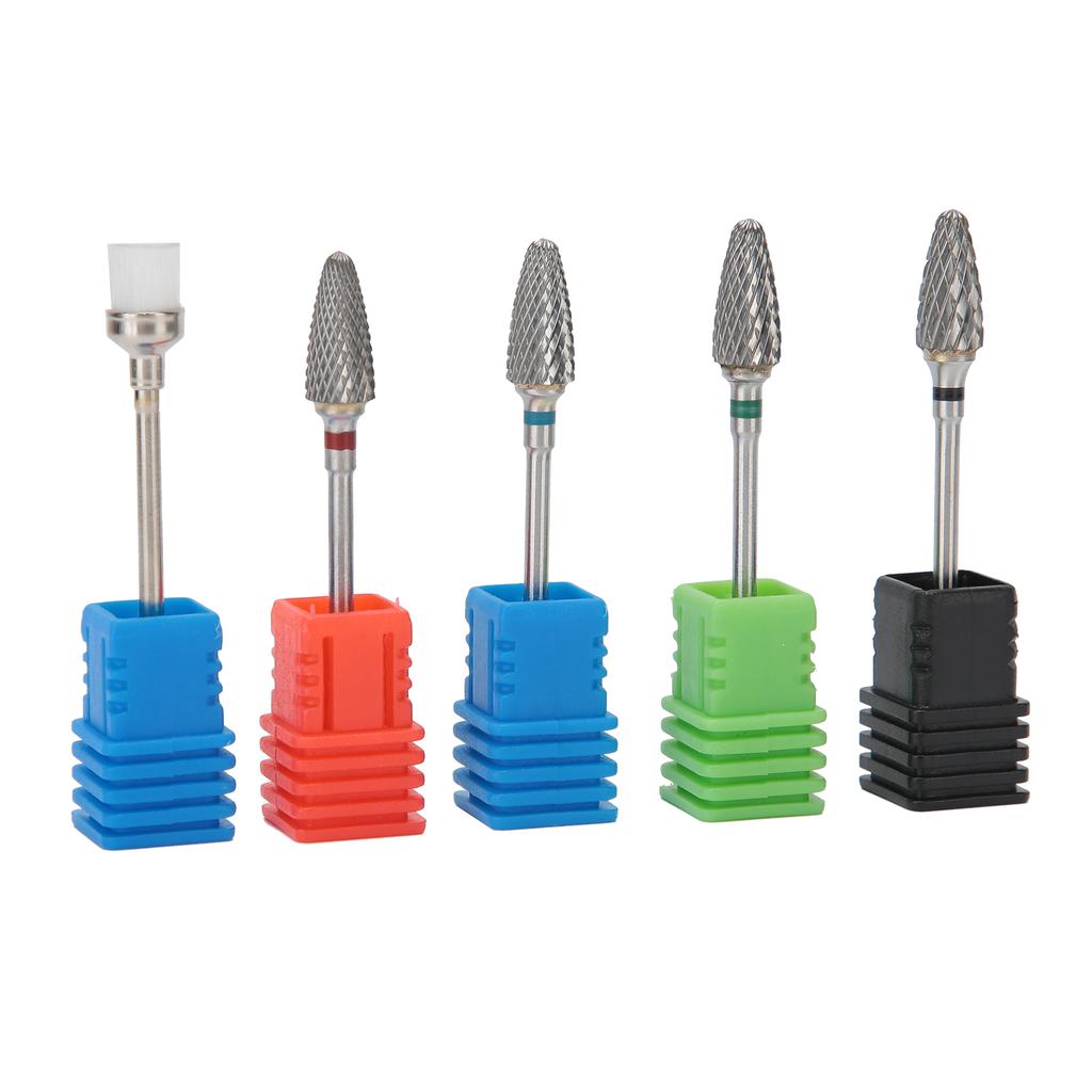5pcs Tungsten Steel Nail Polishing Grinding Head Nail Drill Bits Dust Brush Manicure Tool Set