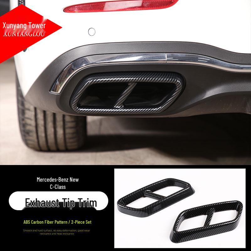 Couvercle de sortie d'échappement compatible pour Mercedes Classe A, C, E, GLC - Modification décorative à quatre sorties.
