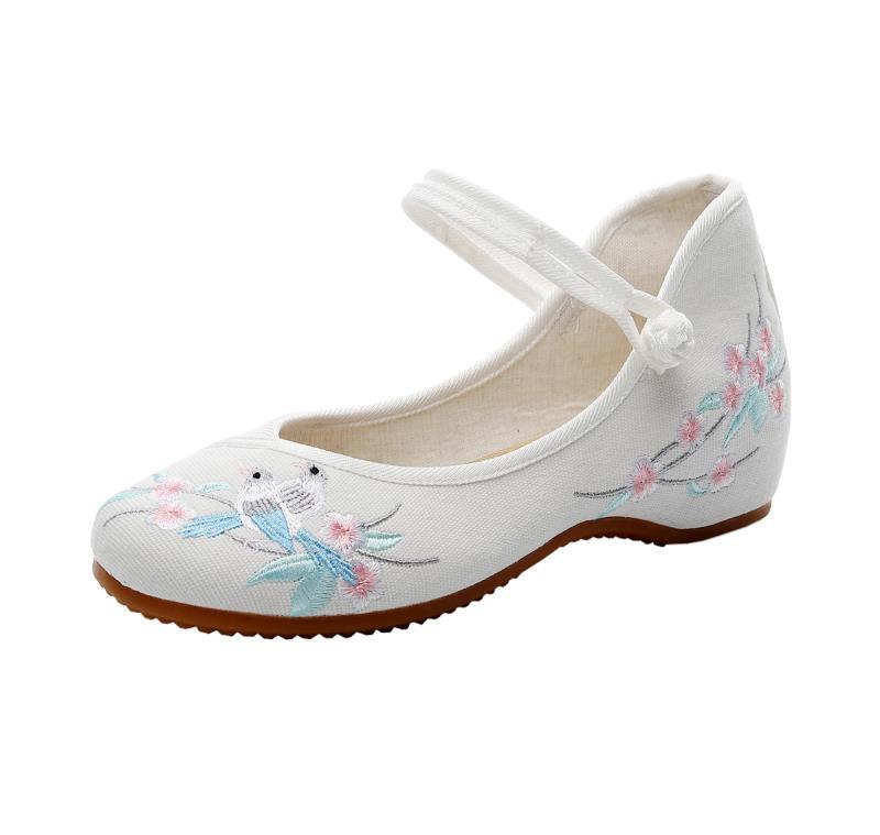 [Small Double Sparrow] Chinese Style Retro Embroidered Cloth Shoes, Upgraded and Thickened Beef Tendon Sole Ethnic Style Square Women's Single Shoes