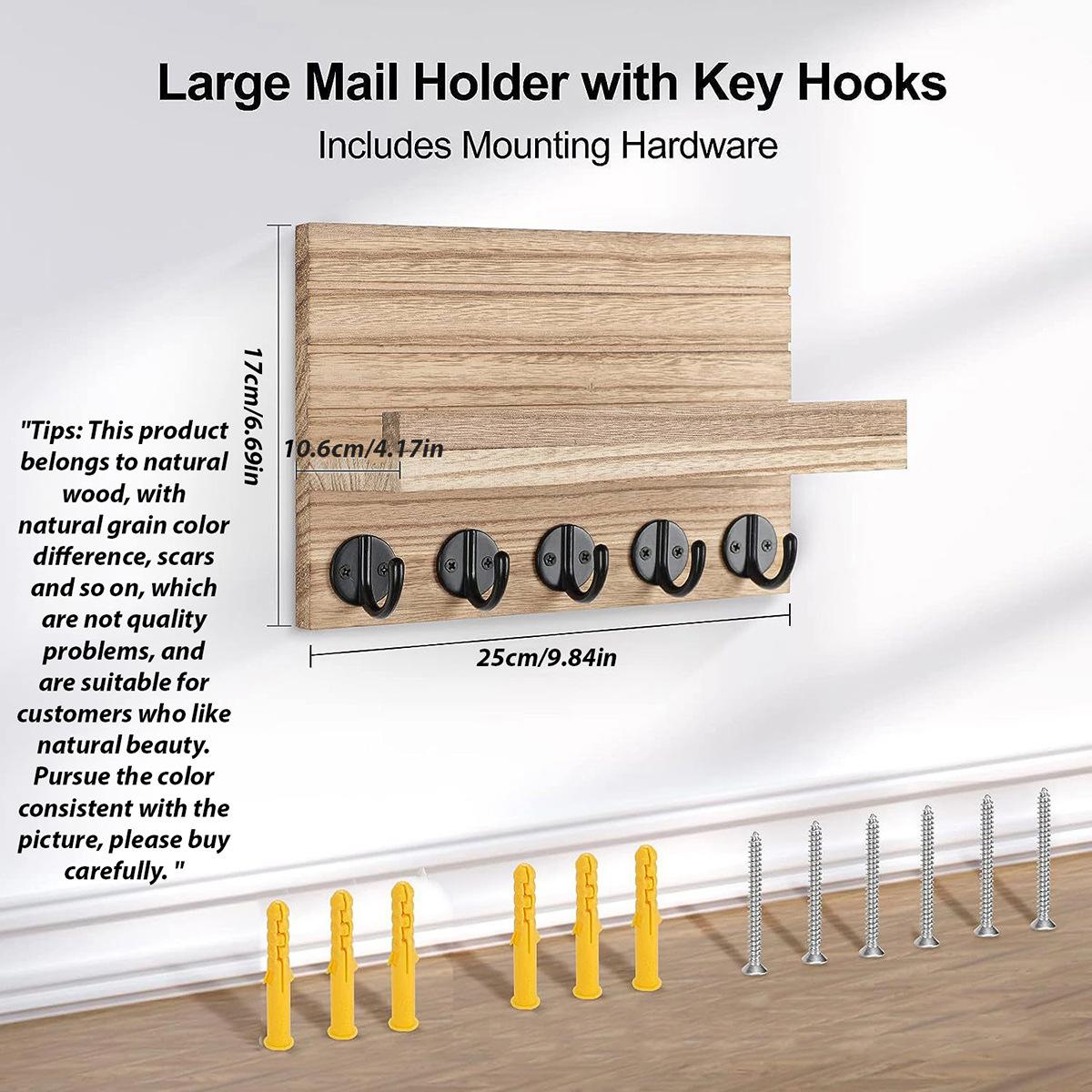 1SET wall-mounted decorative rack, wooden porch key rack, wall-mounted coat hook hanger, wooden rack