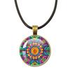 Klassische Lebensblume Seilkette Glasanhänger Halsketten Mandala Elegante und komplexe Muster Halsketten Damen Cabochon Schmuck