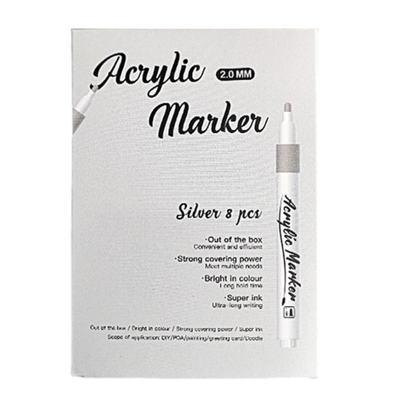 9 Stück Acrylfarbmarker mit Metallic-Finish, wasserfestes Schichtdesign für Künstler, Nachtskizzieren, Kunststoff-Kunstwerkzeuge