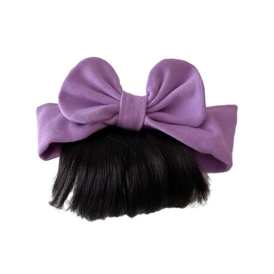 

Baby Wig Headband with Bow Design Realistic Simulated Hair Material Secure Elastic Strap Baby Costume Hairband фиолетовый