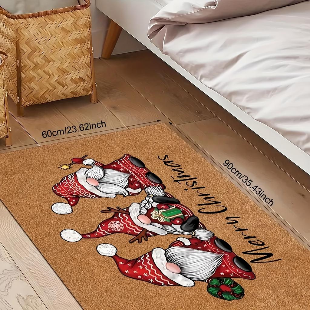 2pcs Merry Christmas Gnome Welcome Doormat,Festive Santa,Gnome Design, for home,Ultra Absorbent,Soft Texture