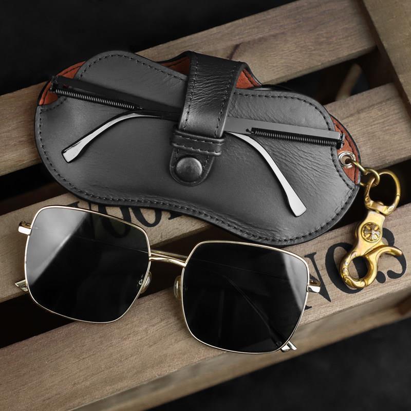 Leather Glasses Bag Keychain Hook Glasses Case Sunglasses Pouch Simple Design Eyeglasses Organizer For  Enthusiasts Eyewear