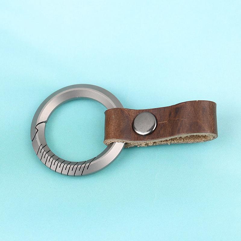 Titanium Alloy Leather Waist Belt Buckle Keychain Car Pendant Edc Outdoor Tool Men Women Luxury Accessories Gifts