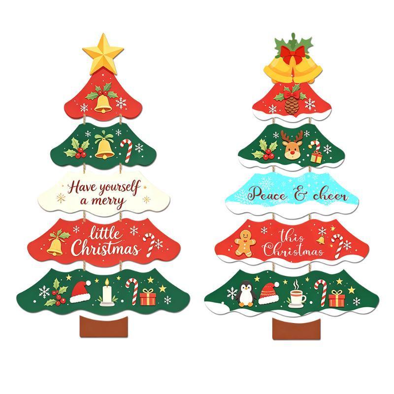 Cute Christmas Tree Paper Hanging Ornament Festive Door Wall Sign For Porch Window Xmas Holiday Home Decoration
