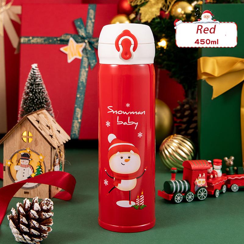 Christmas Thermos Cup Cartoon Christmas Tree Stainless Steel Insulated Mug Outdoor Travel Coffee Cup Christmas Childrens Gift