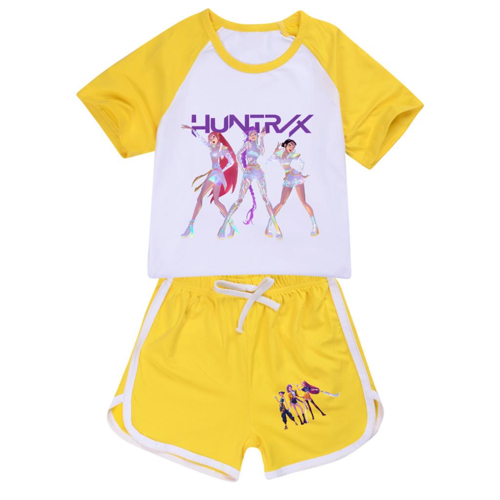 5019 Kids Girls POP Rumi Zoey Mira Print T-shirt Shorts Sport Tracksuit Clothes Set