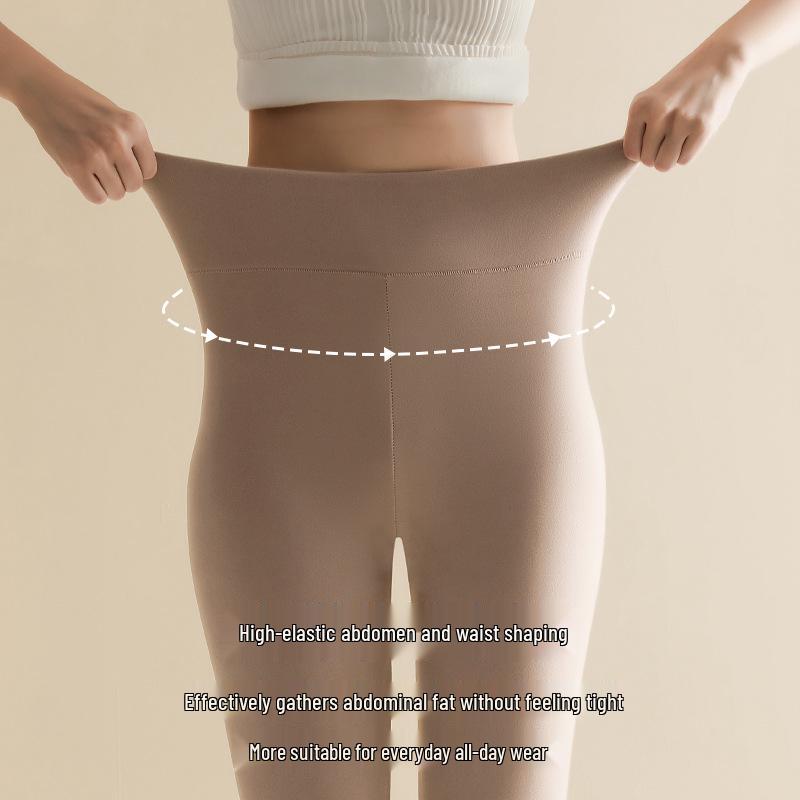 Dámské sametové bezešvé legíny s fleecovou podšívkou a vysokým pasem, které se samy zahřívají - Extra silné, plus size na podzim