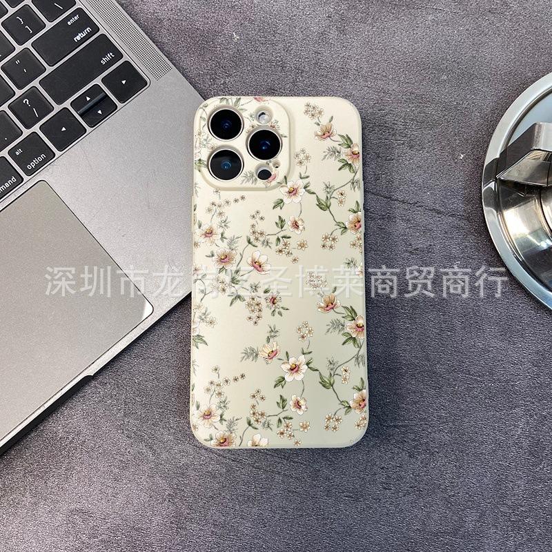 Full Screen Flower Suitable for iPhone15 Mobile Phone Case 14PROMAX All-inclusive 13 Anti-drop 16/15 Protective Case 17