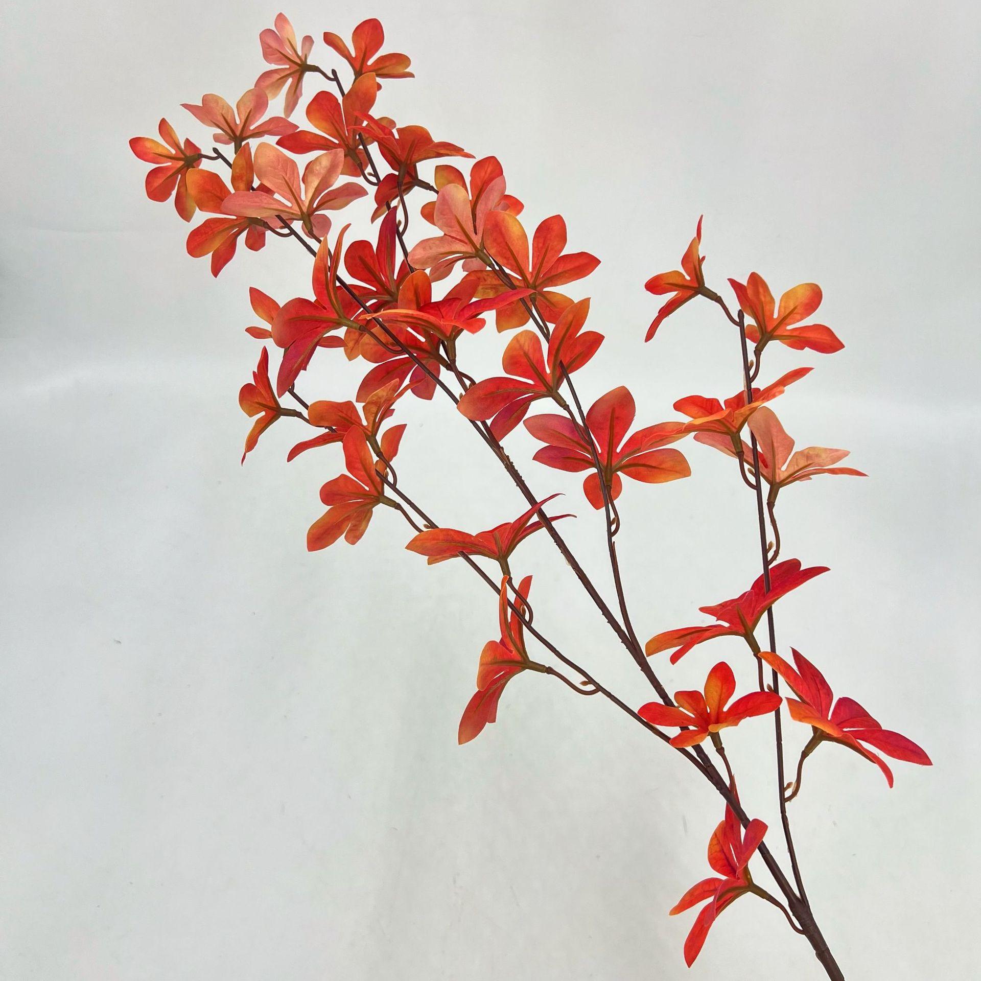 Artificial Fall Leaves Branches, Faux Autumn Foliage Stems with Orange Red Yellow Leaves, Fake Plant for Home Vase & Thanksgiving Decor красный