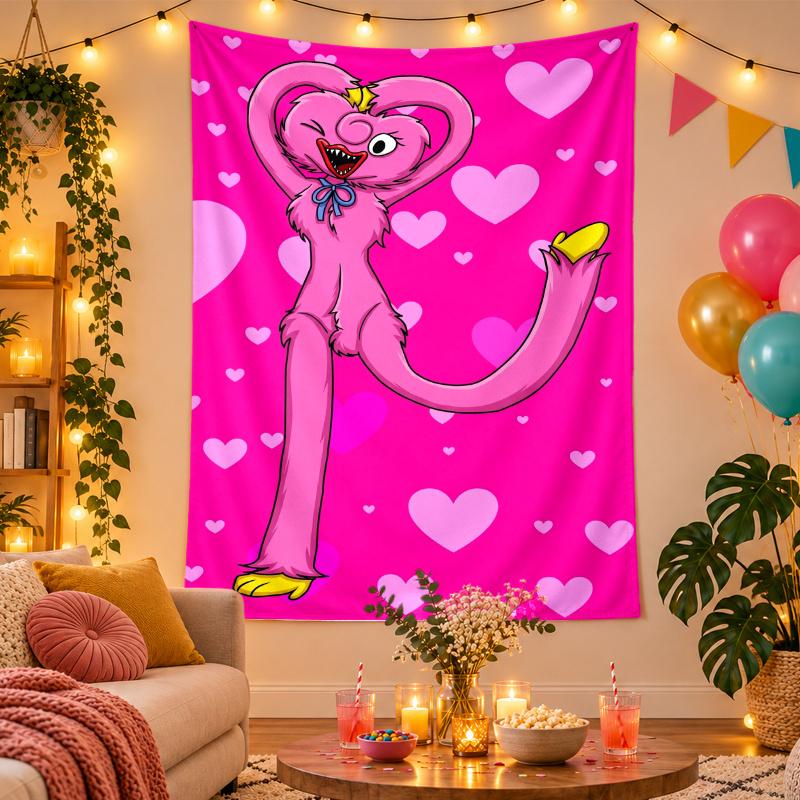 Polyester Wall Tapestry with Kissy Missy Design, Decorative Hanging for Bedroom Living Room Dorm