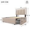 Upholstered Bed with LED Lighting and 2 Drawers, Height-Adjustable Headboard, Single 90x200cm Bed Frame, Slatted Base, Beige (Without Mattress)