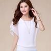 Spring and summer new plus-size women's fat mm summer bat shirt short-sleeved women's T-shirt loose slimming chiffon shirt top for women