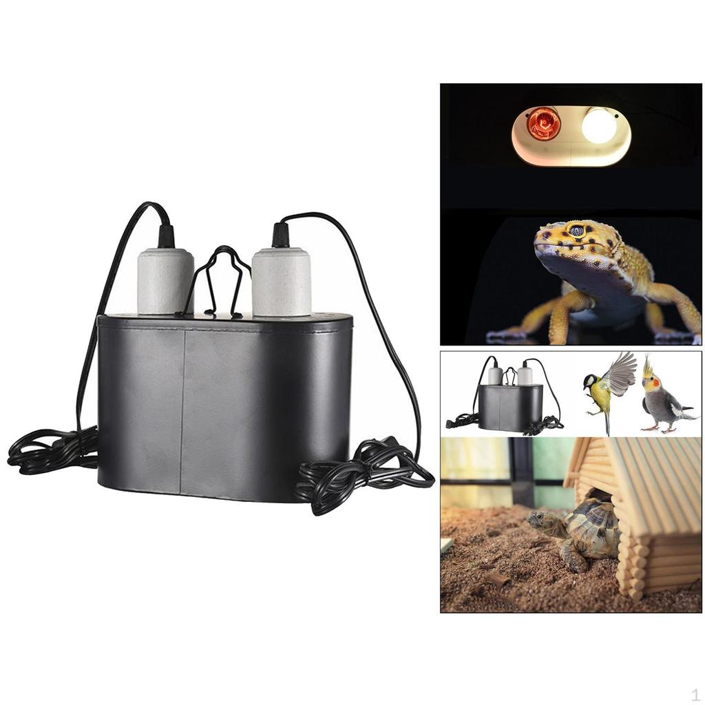 Pet Reptile Lamp Fixture Dual Dome Heat E27 for Terrarium