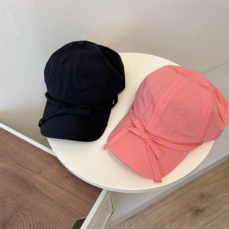 Ins niche sweet bow baseball cap children wide brim sunshade light breathable face small cap