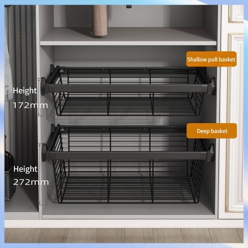 Closet Pull-out Basket Drawer Cloakroom Wardrobe Built-in Stretchable Pants Rack Household Multi-Layer Clothes Storage Rack