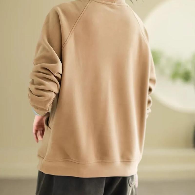 Sweatshirt for Women Cotton Oversize Fleece Thickened Loose Round Neck Casual Pullover Long Sleeve Top Sweatshirt
