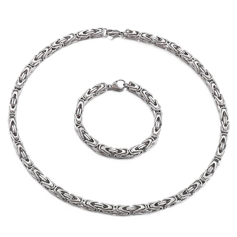

6mm ThinK Chain Men s Bracelet Women s Necklace Punk Cool Long Chain Stainless Steel Jewelry Set Hip-hop Fashion Accessories B200mm N500mm