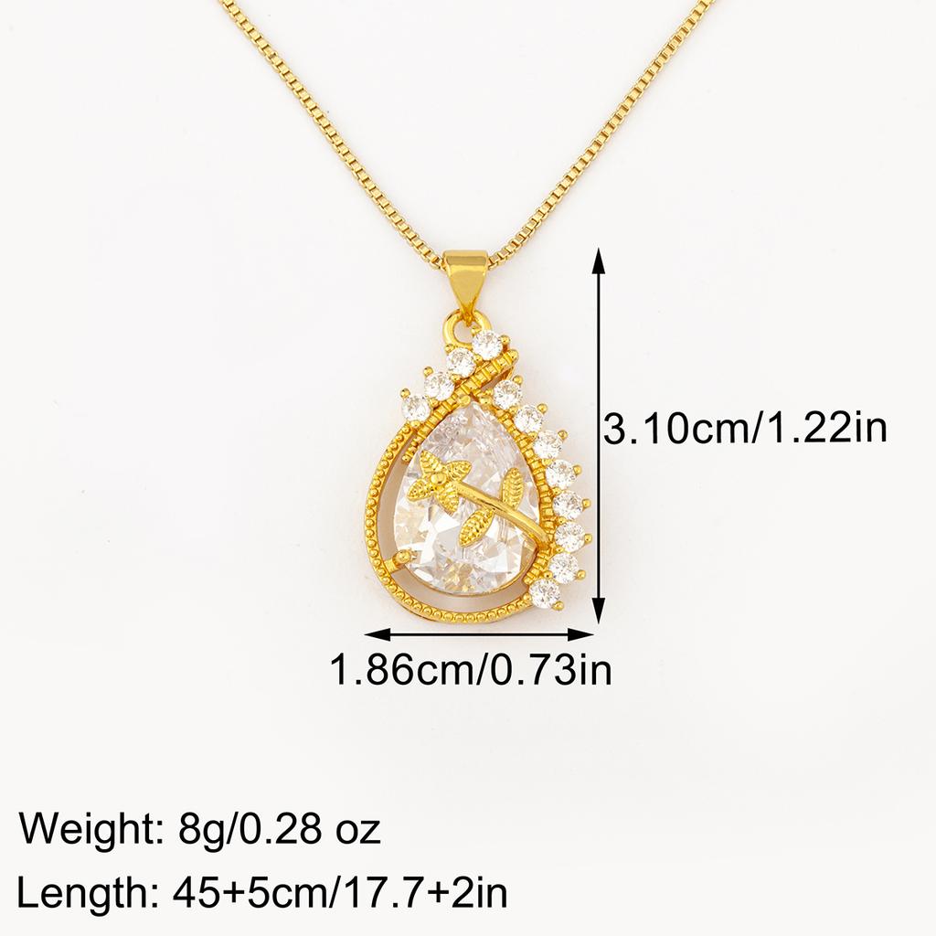 Nidin Hochwertige Wassertropfenform Glänzender Kristall Zirkon Anhänger Halskette Für Frauen Damen Zart Modeschmuck Zubehör