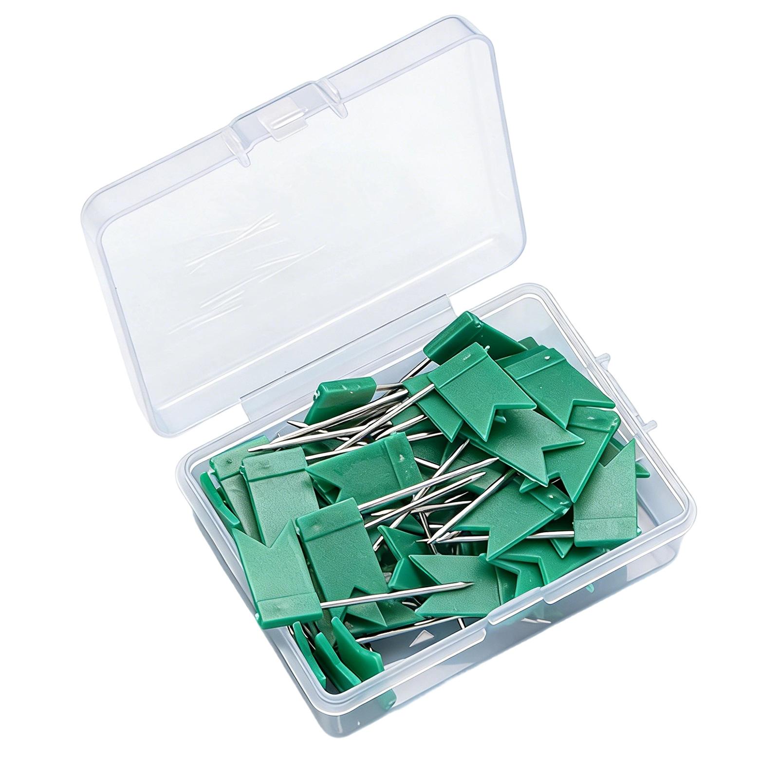 

100 Pieces Bright Colored Thumbtacks Push Pins Marker Pins Set For Bulletin Boards And Documents Safe Round Tip Design зелений