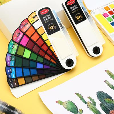Pincel de acuarela profesional de pigmento sólido, plegable, para viajes, con forma de abanico, herramientas de pintura específicas para arte