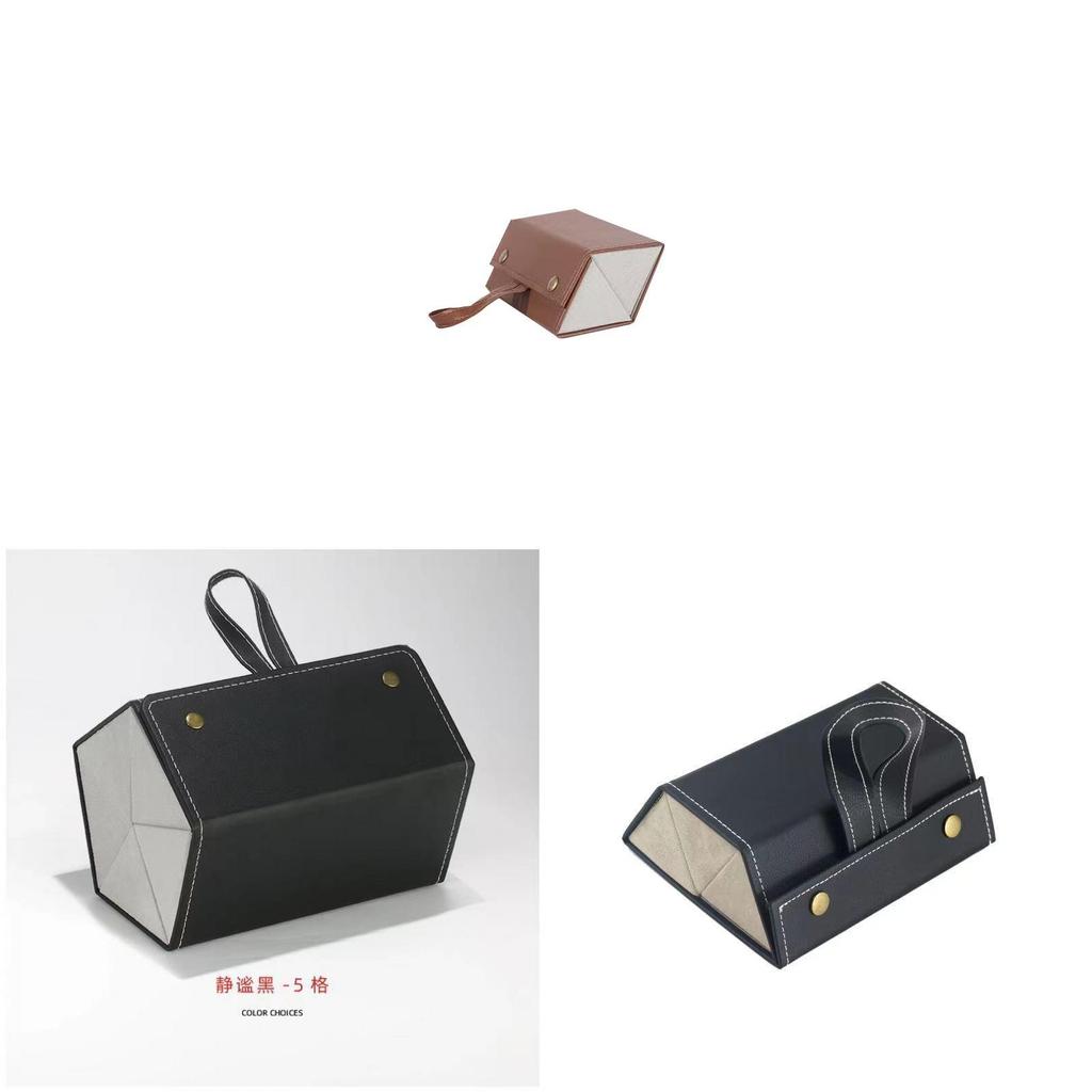 Leather Folding Multi Compartment Glasses Case With Soft Interior For Travel Storage