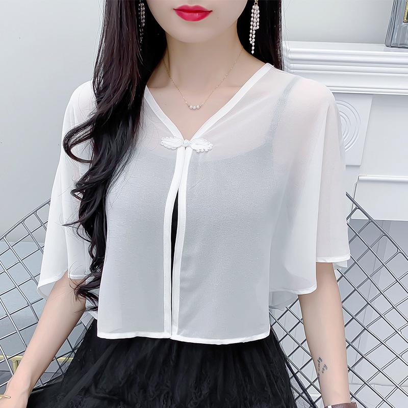 Chiffon Cheongsam Sommer Strickjacke Schal - Damen Leichte Sonnenschutz Oberbekleidung