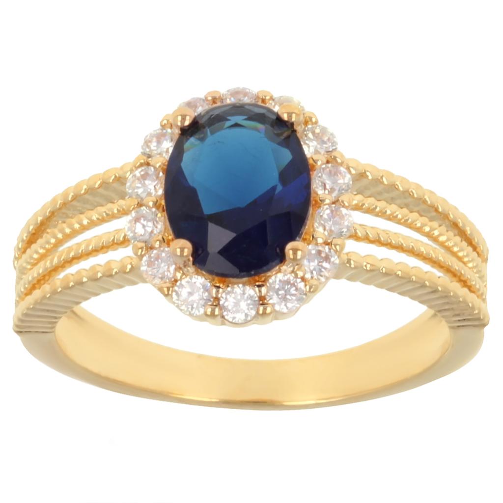 Gold Plated Ring 'Sissi' Golden White Sapphire - 13x10 Mm
