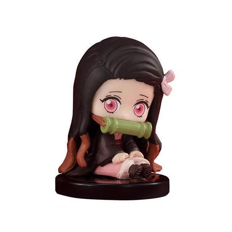 5 Style/set Q Version Demon Slayer Sitting Ghost Doll Tanjiro Nidouzi Inosuke Zenizu Figure Action Figure Movie Model Toys Doll